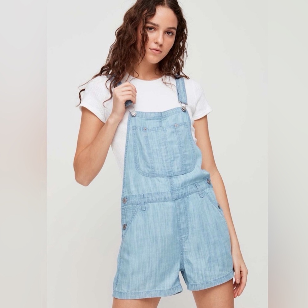 aritzia tna senryu denim overall shorts